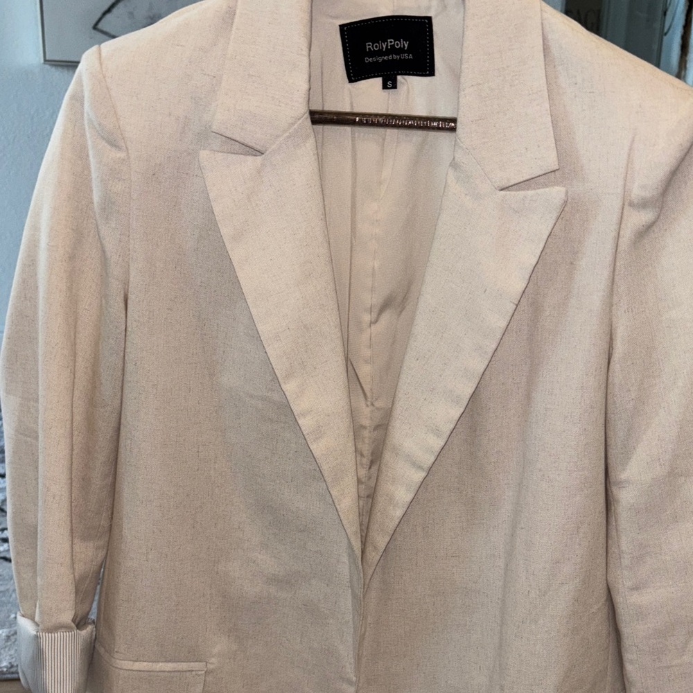 Rolypoly Women's Linen Cream Blazer